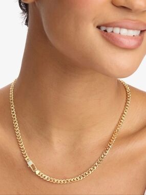 Melinda Maria Julian Pavé Lock Chain Necklace 5mm 18" Gold New ✨️FIRM